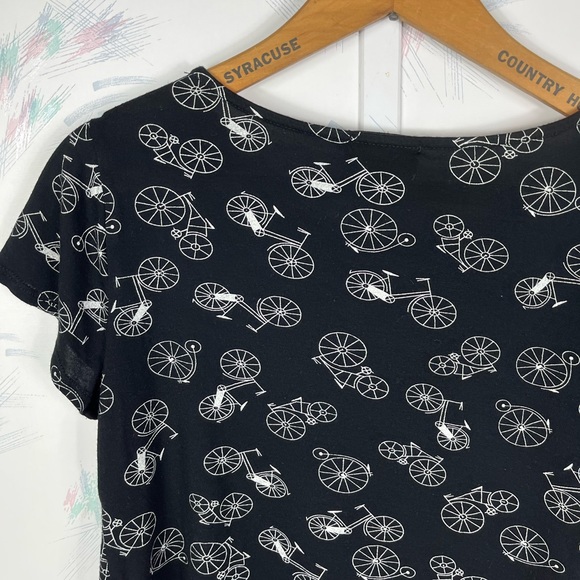 Anthropologie W5 Black Bicycle Print Short Sleeve Top Medium - Picture 5 of 8